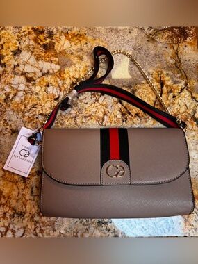 Grace Elizabeth tan crossbody gold chain strap. NWT